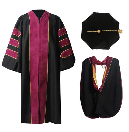 Deluxe Doctoral Graduation Gown/Doctoral Hood/ Doctoral Tam Package-CA graduation