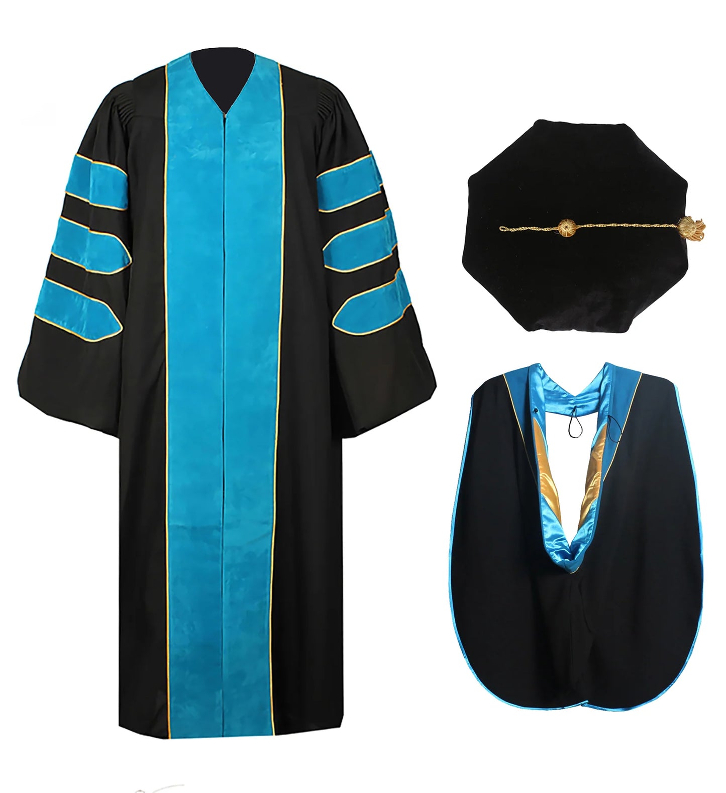 Deluxe Doctoral Graduation Gown/Doctoral Hood/ Doctoral Tam Package-CA graduation