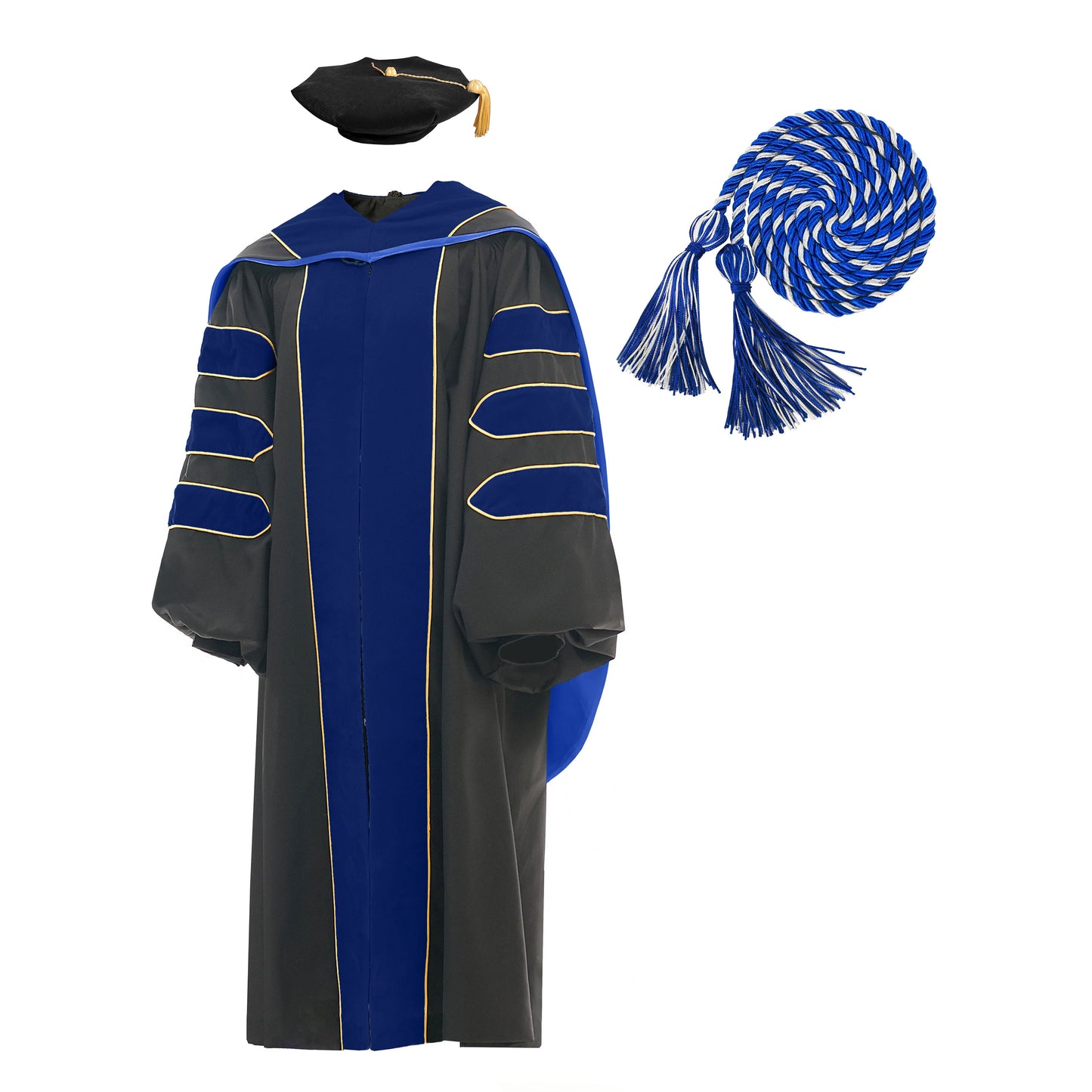 Deluxe Doctoral Graduation Gown/Doctoral Hood/ Doctoral Tam /Honor Cord Package-CA graduation