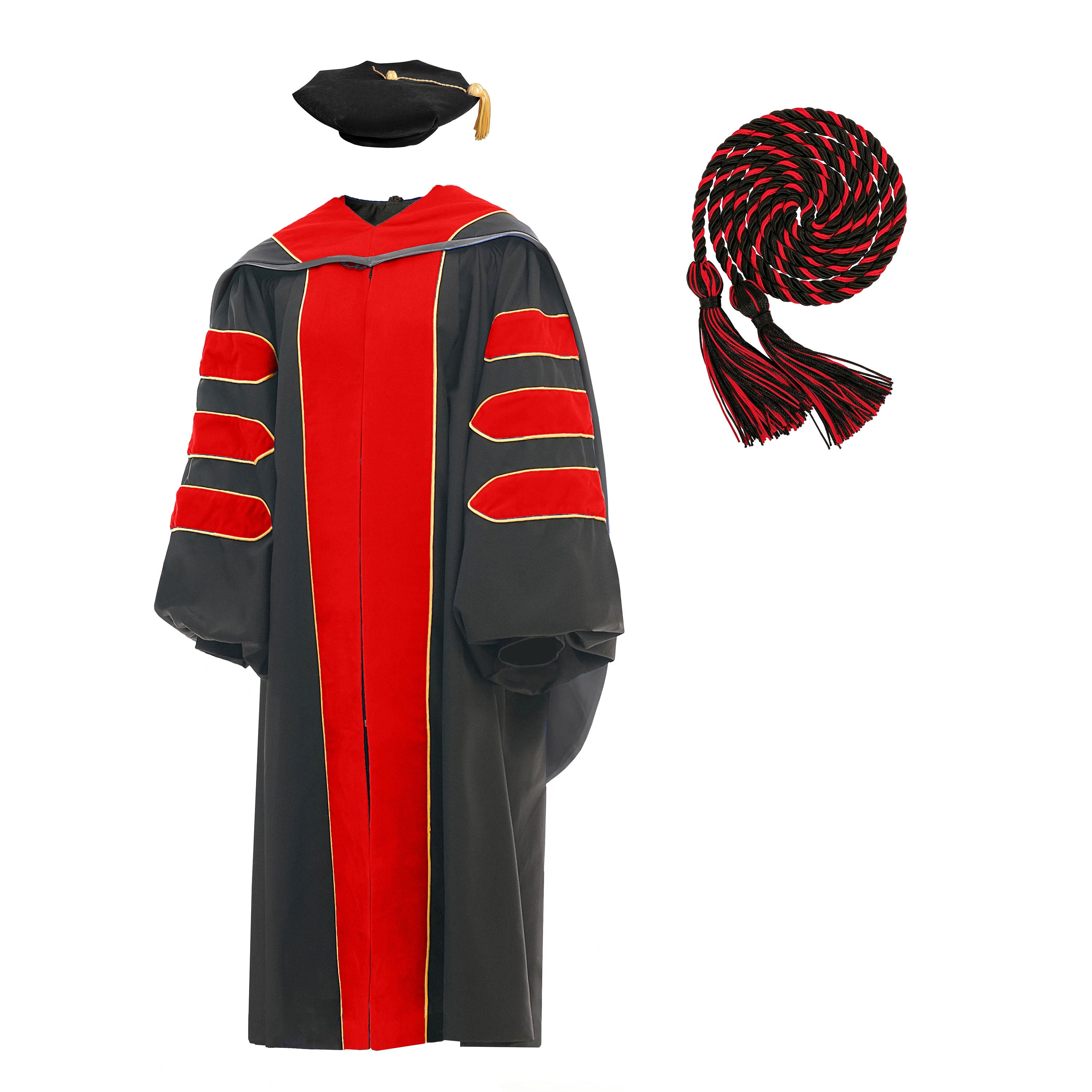 Deluxe Doctoral Graduation Gown Hood Tam Honor Cord Package CA Graduation CA graduation