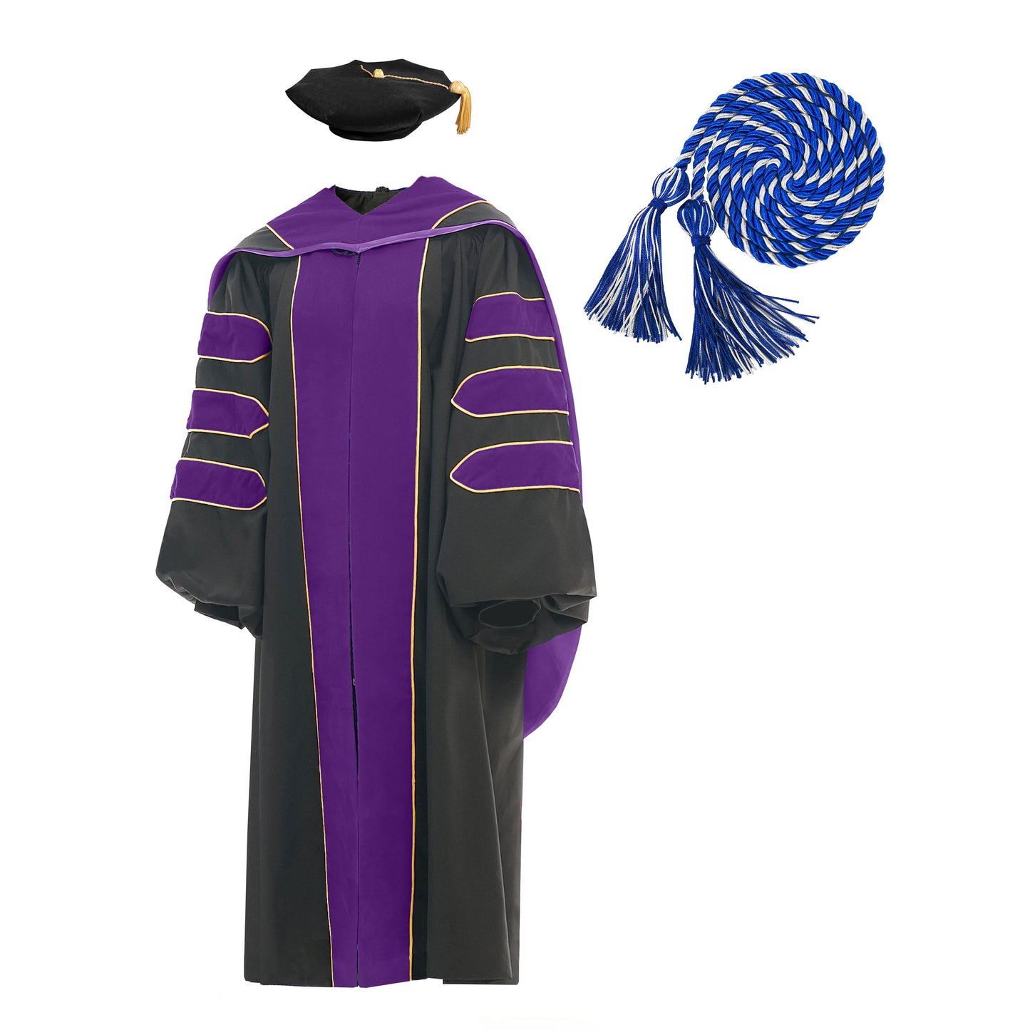 Deluxe Doctoral Graduation Gown/Doctoral Hood/ Doctoral Tam /Honor Cord Package-CA graduation