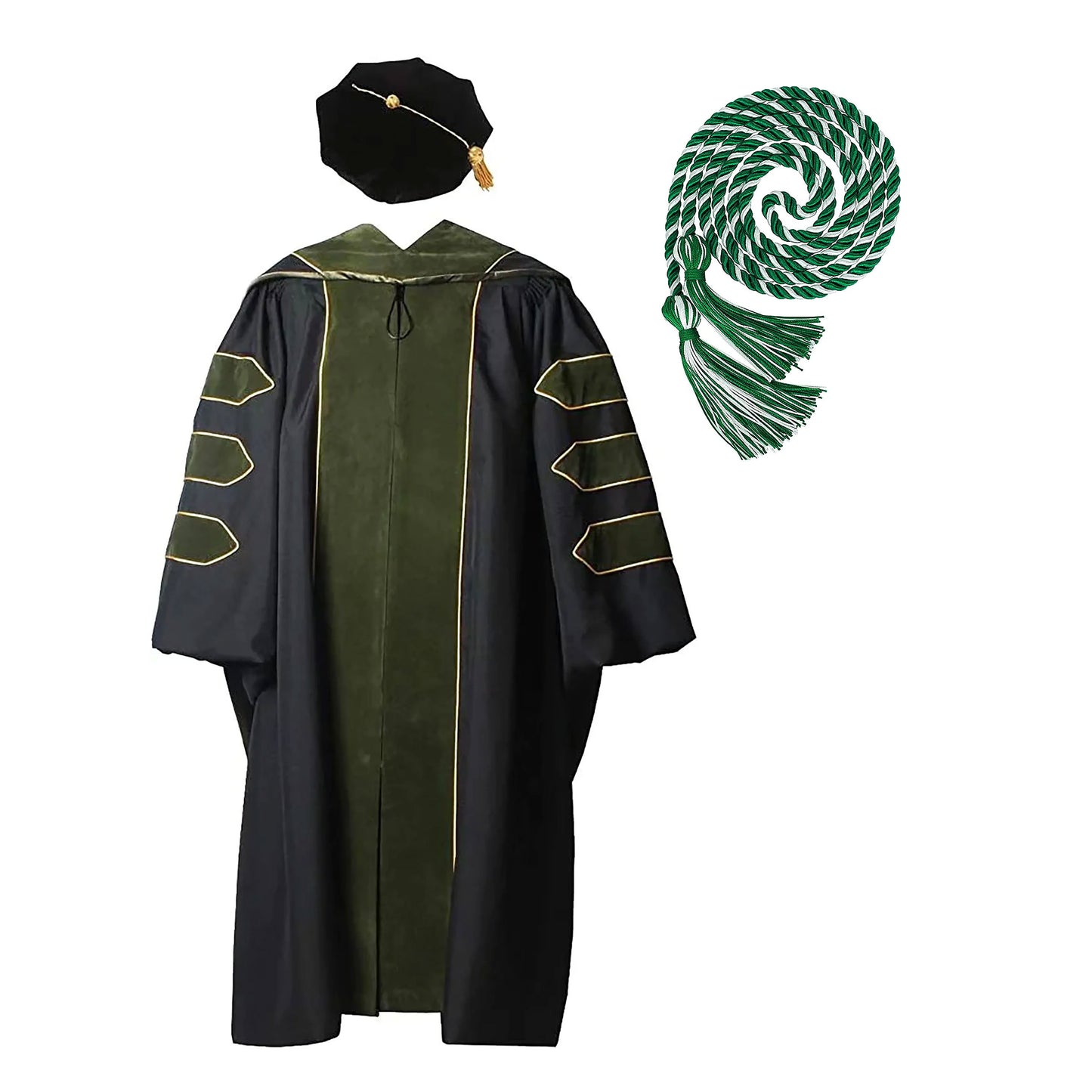 Deluxe Doctoral Graduation Gown/Doctoral Hood/ Doctoral Tam /Honor Cord Package-CA graduation