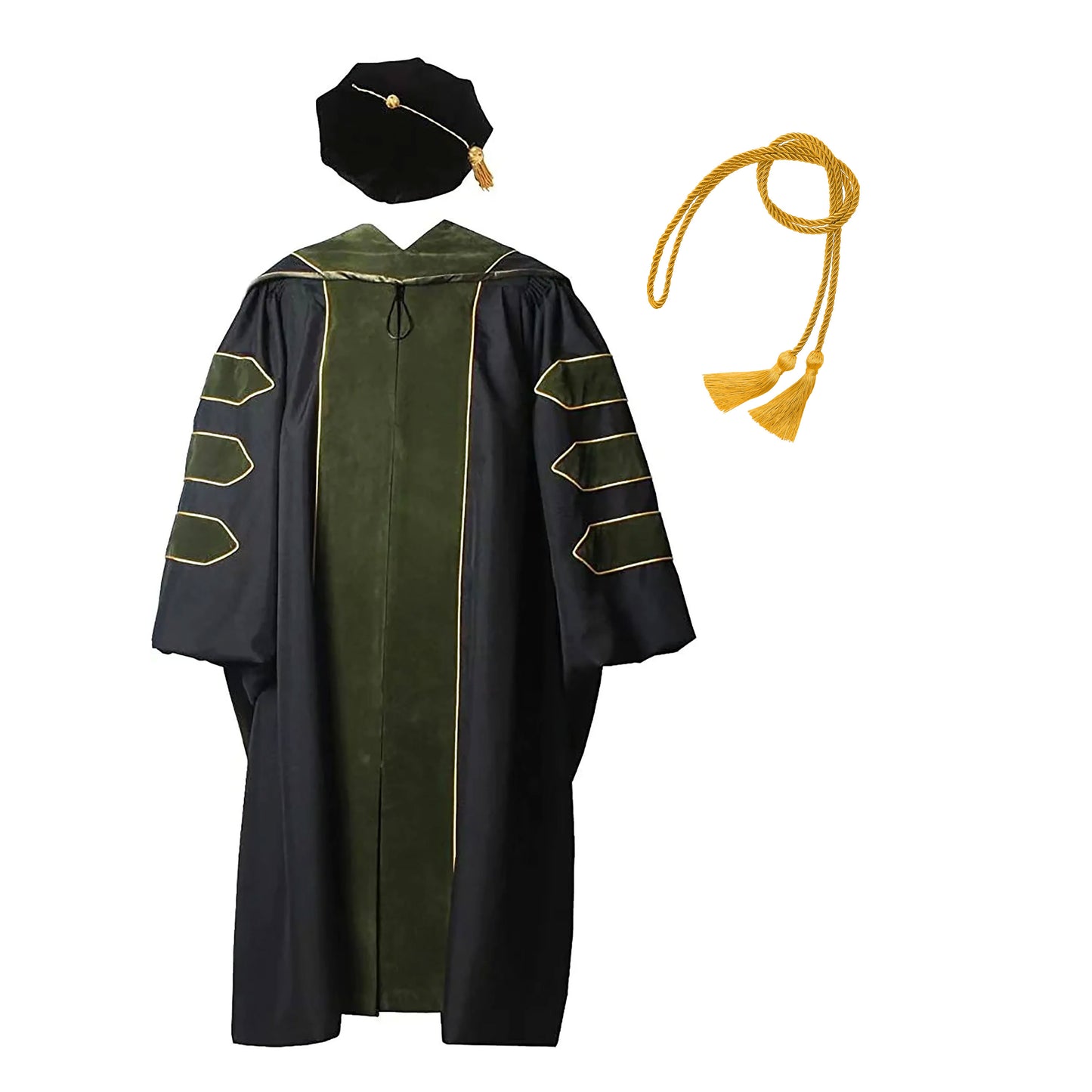 Deluxe Doctoral Graduation Gown/Doctoral Hood/ Doctoral Tam /Honor Cord Package-CA graduation