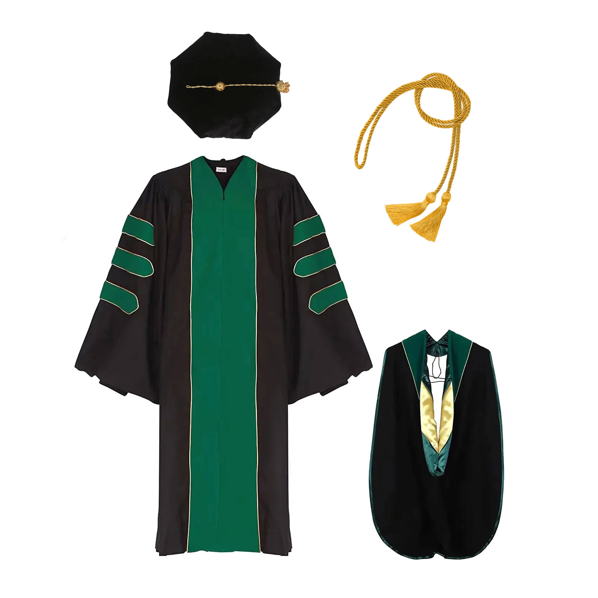 Deluxe Doctoral Graduation Gown/Doctoral Hood/ Doctoral Tam /Honor Cord Package-CA graduation