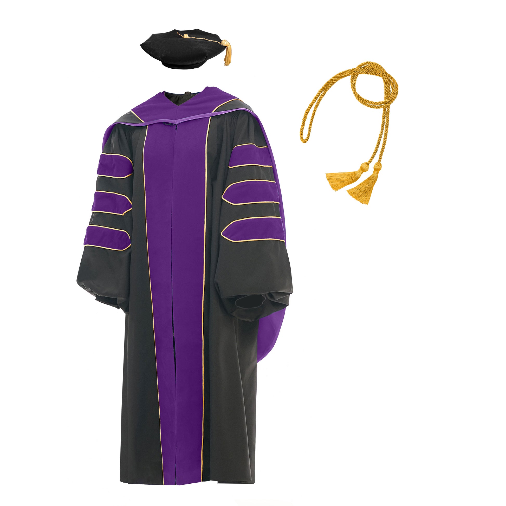 Deluxe Doctoral Graduation Gown/Doctoral Hood/ Doctoral Tam /Honor Cord Package-CA graduation