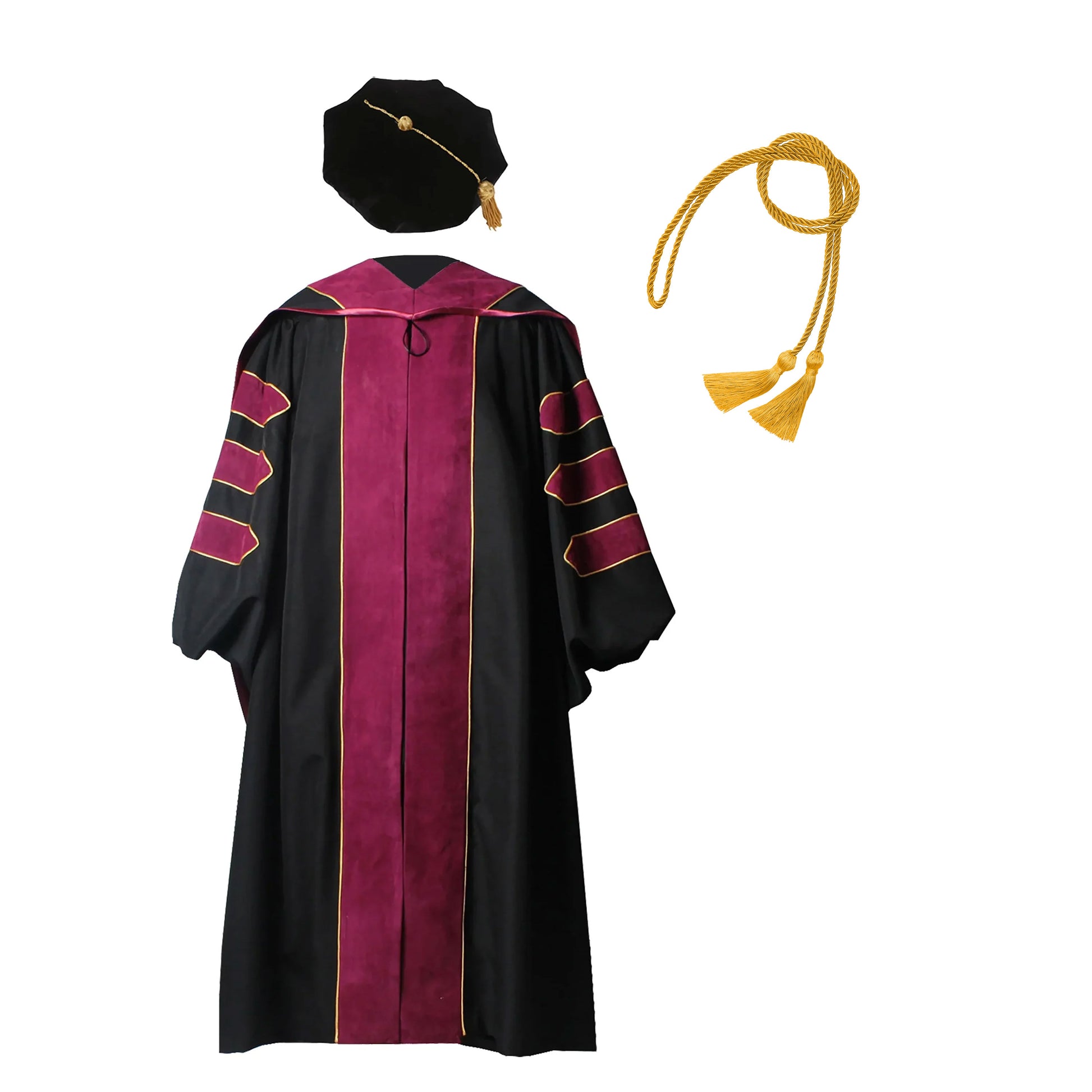 Deluxe Doctoral Graduation Gown/Doctoral Hood/ Doctoral Tam /Honor Cord Package-CA graduation