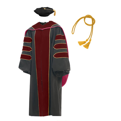 Deluxe Doctoral Graduation Gown/Doctoral Hood/ Doctoral Tam /Honor Cord Package-CA graduation