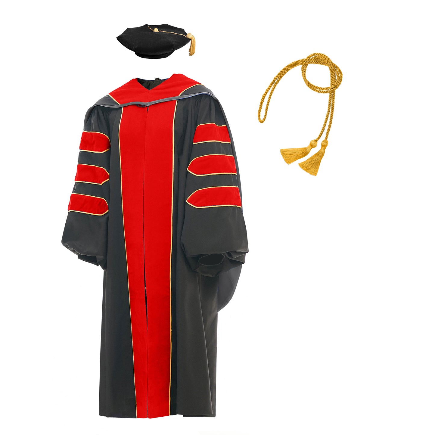 Deluxe Doctoral Graduation Gown/Doctoral Hood/ Doctoral Tam /Honor Cord Package-CA graduation