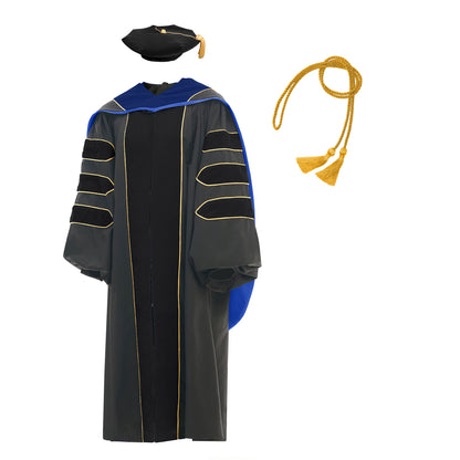 Deluxe Doctoral Graduation Gown/Doctoral Hood/ Doctoral Tam /Honor Cord Package-CA graduation