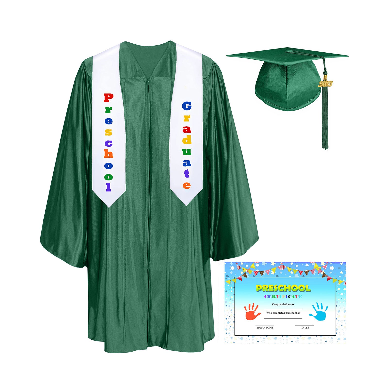 Shiny Kindergarten Graduation Cap, Gown, Stole & Diploma Package-CA graduation