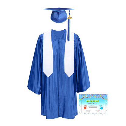 Plain Graduation Stole 50" Length Shiny Kindergarten Graduation colourful Tassel caps, Gown, Stole & Diploma Package-CA graduation