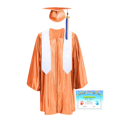 Plain Graduation Stole 50" Length Shiny Kindergarten Graduation colourful Tassel caps, Gown, Stole & Diploma Package-CA graduation