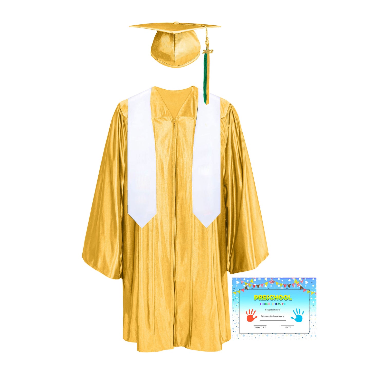 Plain Graduation Stole 50" Length Shiny Kindergarten Graduation colourful Tassel caps, Gown, Stole & Diploma Package-CA graduation