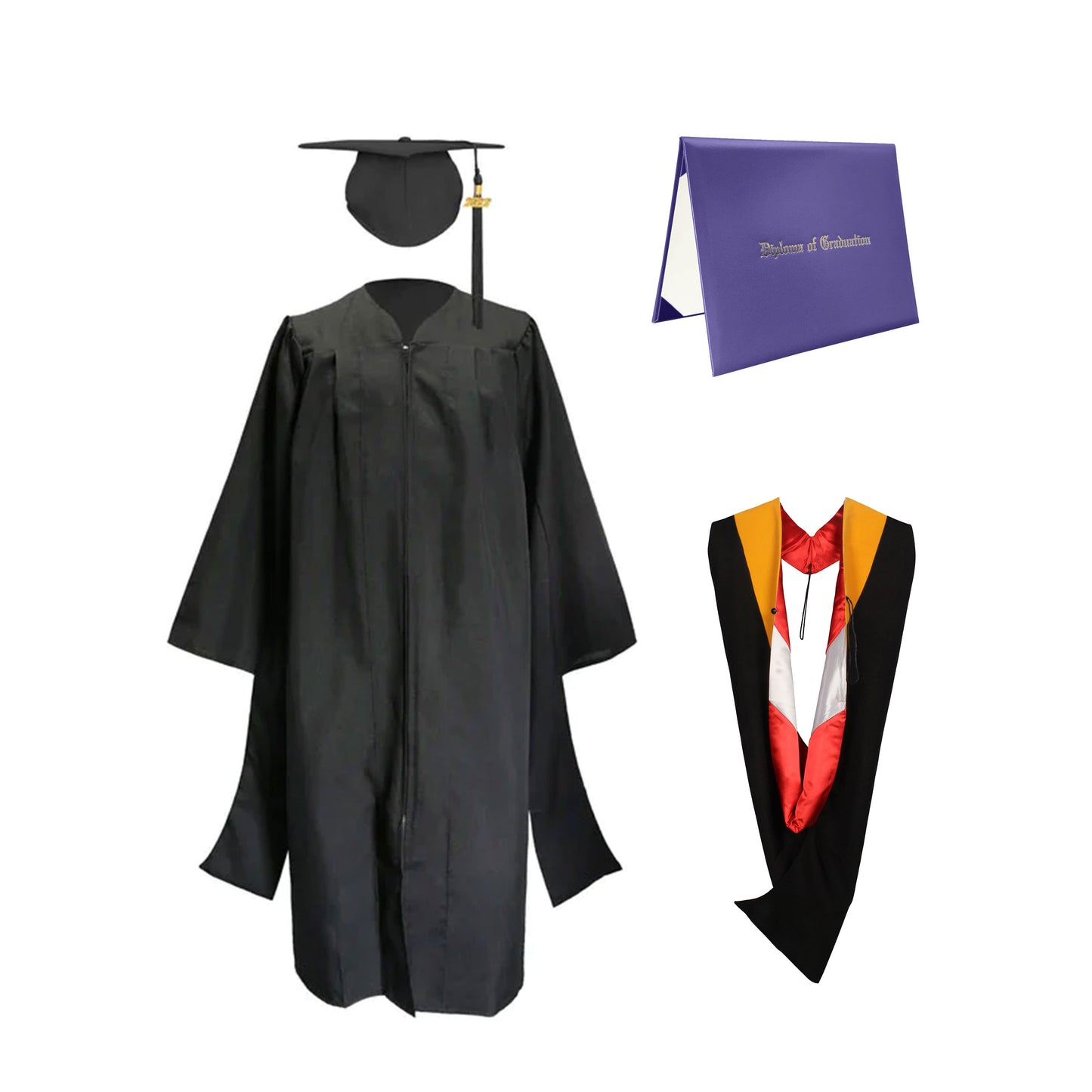 Classic Master Graduation Gown & Hood in Various Color & Diploma Package | university regalia-CA graduation