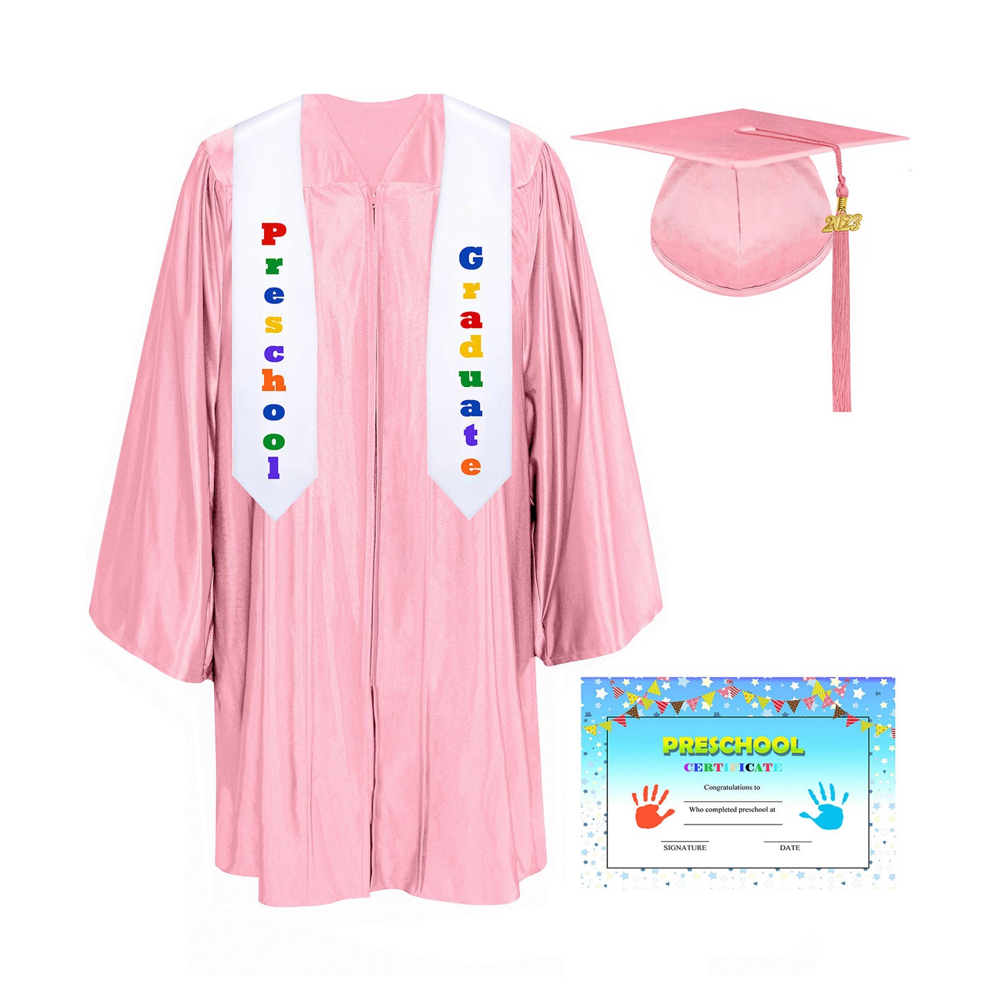 Shiny Kindergarten Graduation Cap, Gown, Stole & Diploma Package-CA graduation