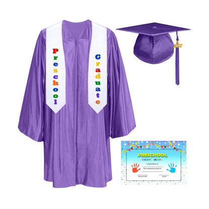 Shiny Kindergarten Graduation Cap, Gown, Stole & Diploma Package-CA graduation