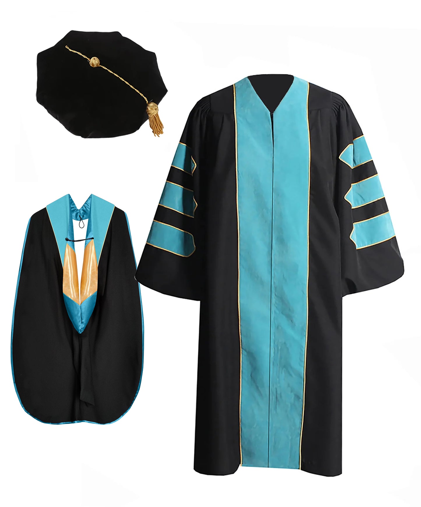 Deluxe Doctoral Graduation Gown/Doctoral Hood/ Doctoral Tam Package-CA graduation